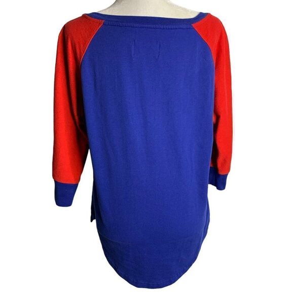 NHL New York Rangers Pullover Knit Top L Blue Red Raglan Sleeves Scoop Neck - Picture 4 of 6